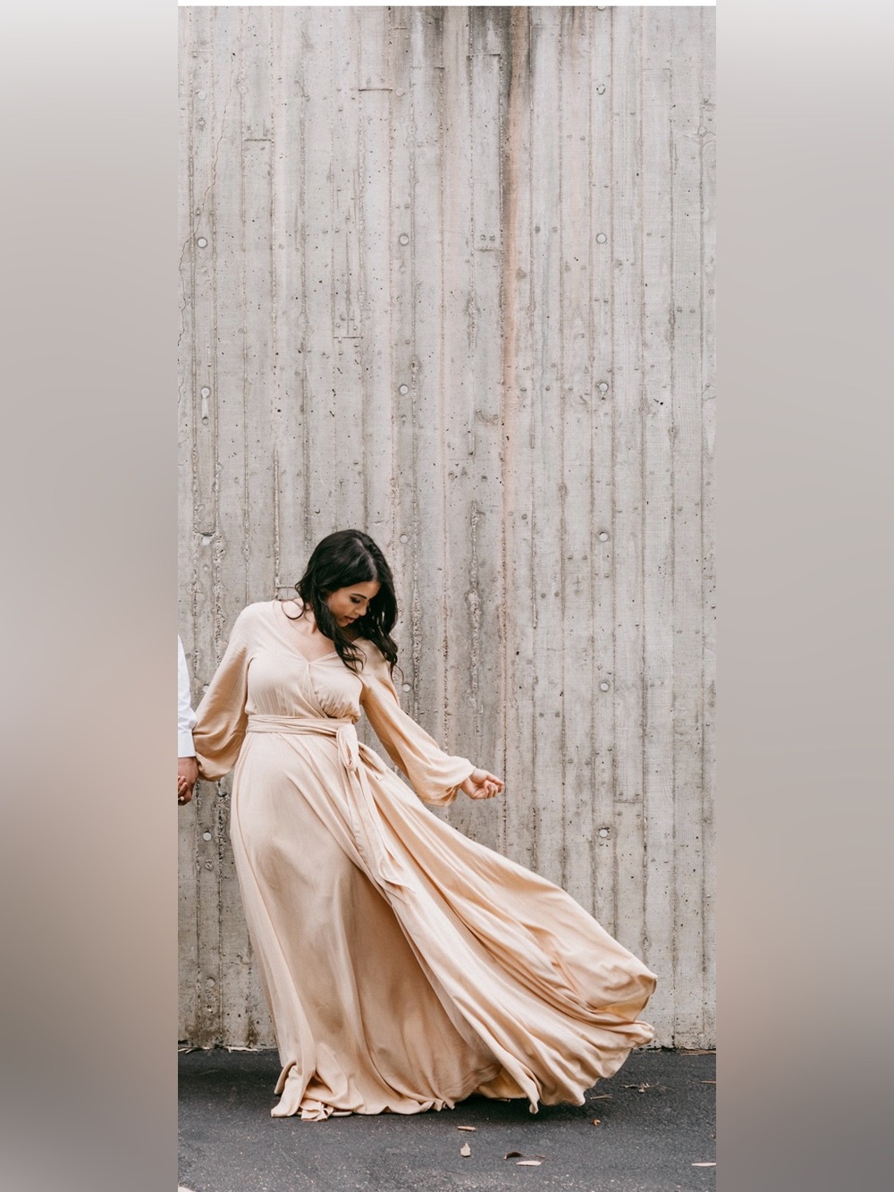 Elegant Cream Maxi Wrap Dress with Waist Tie